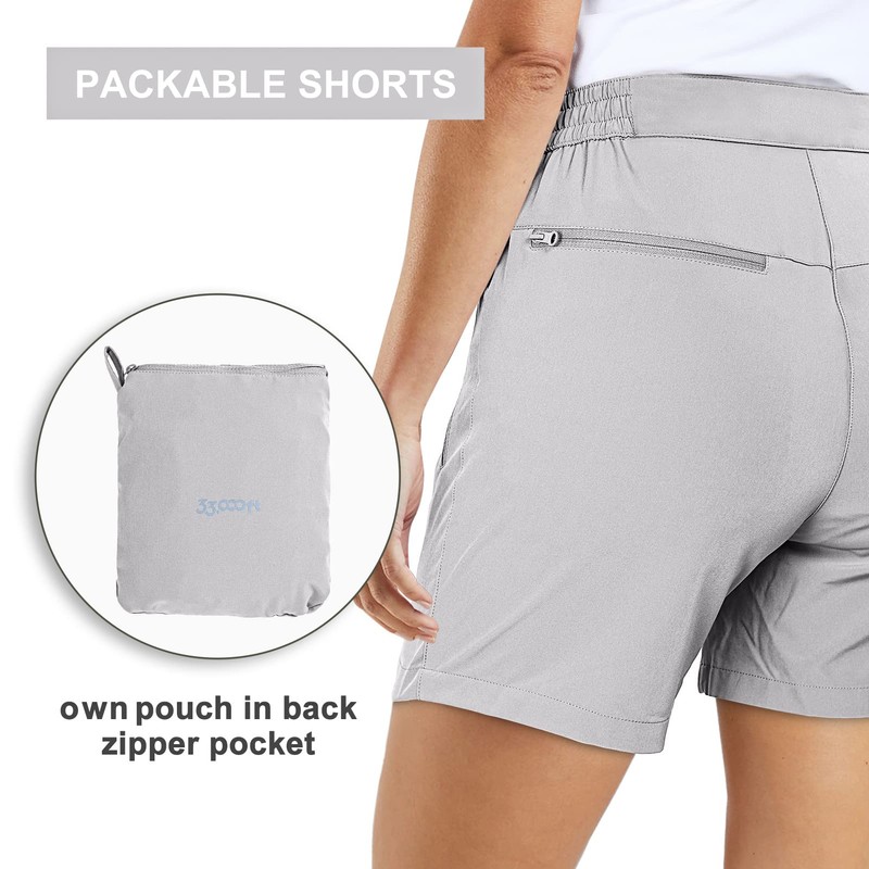 33,000ft Pantaloni corti da trekking, da donna, elasticizzati, leggeri, estivi,