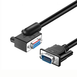 RIKYJIC DB9 RS232 Right Angle Serial Cable 9 Pin Male to Female Right Angle Adapter COM Port Data Cable Plug and Play for Easy Connection (Female Angle to Male Straight, Small Side Up, 1 Meter)