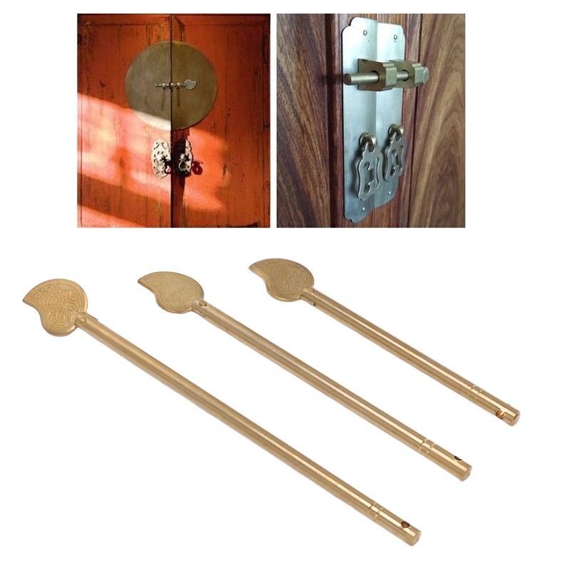 3PCS Cabinet Key Latch Leaf Shaped Cabinet Locking Pin Brass