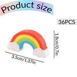 Tabanzhe 36 PCS Rainbow Eraser,Cute Colored Clouds Rainbow Bridge Rubber Eraser Set,Colorful Mini Small Erasers Novelty Stationery for Children Students Classroom Party Favors Games Prizes