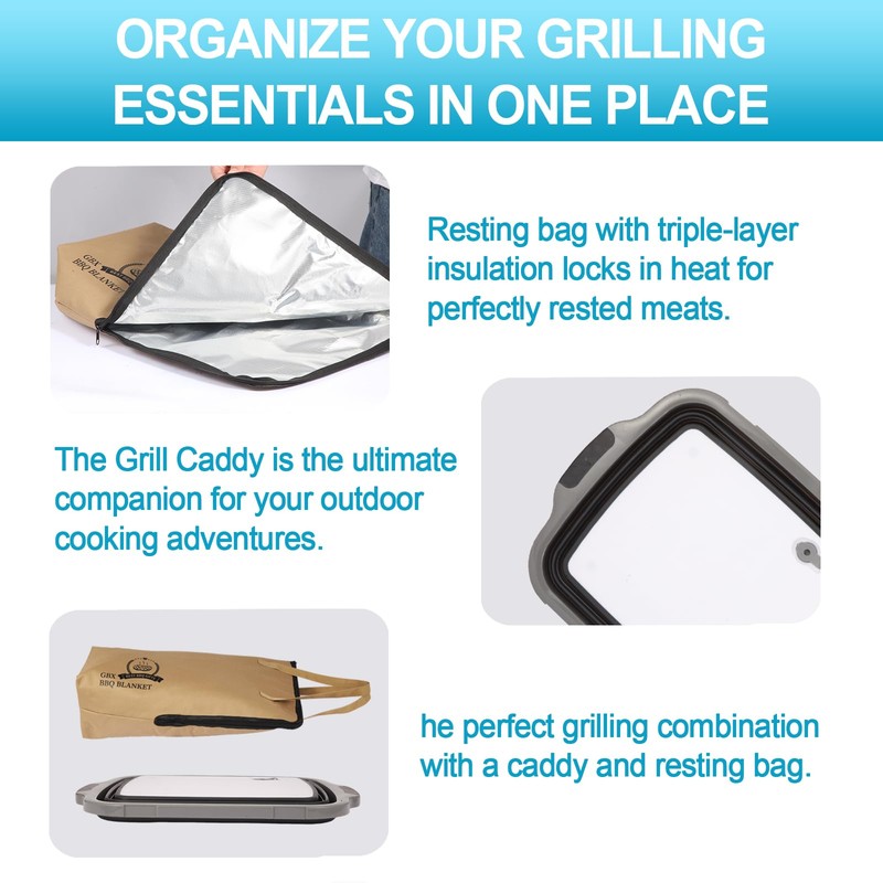 GuanBoXin Collapsible Large BBQ Prep Tub 16L & BBQ Resting