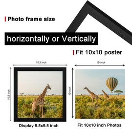 TKYGU 10 x10 Picture Frame Set of 3, Black Wooden Frame 10 x10 Square Wall Gallery Poster Photo frame with Durable Shatter Resistant Plexiglass,Horizontal and Vertical Formats for Wall Hanging best gift