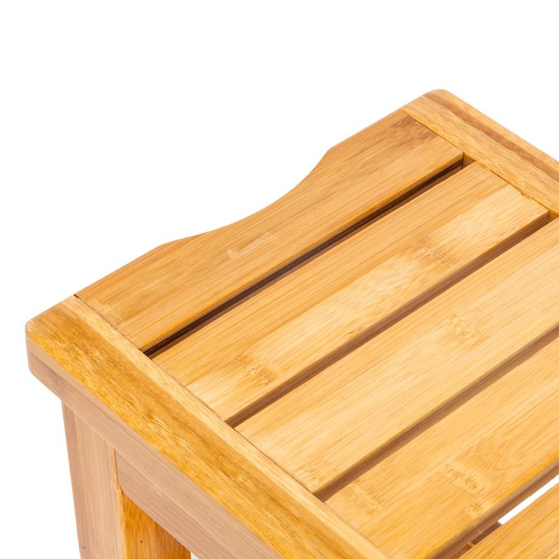 Niufaa Waterproof Bamboo Shower Bench with Shelf Wooden Spa Bath