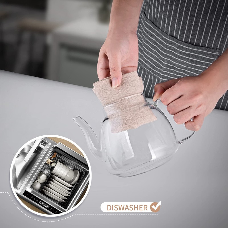 CNGLASS Glass Teapot with Infuser(37.5oz),Clear Tea Kettle with Removable Stainless