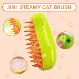 Steamy Cat Brush, 3 in 1 Electric Cat Steamy Brush Multifunctional Steam Pet Brush, Cat Grooming Brush Self Cleaning Cat Hair Brush for Massage