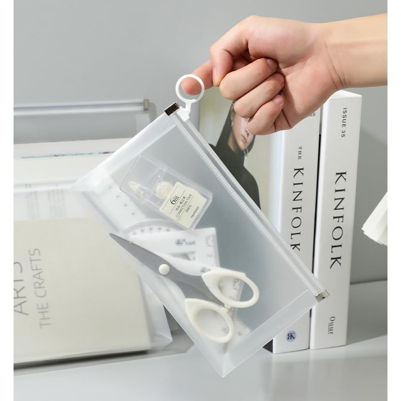 Croshuki 4pcs 4x8 inch Clear Plastic Money Bag Cash Envelope