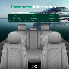 SCITOO Seat Covers For Car,Universal Car Seat Covers Full Set Waterproof Automotive Seat Cover Vehicle Seat Covers Car Seat Protector Seat Cover Set for Cars SUV Pick-up Truck Sedan (Full Set, Gray)