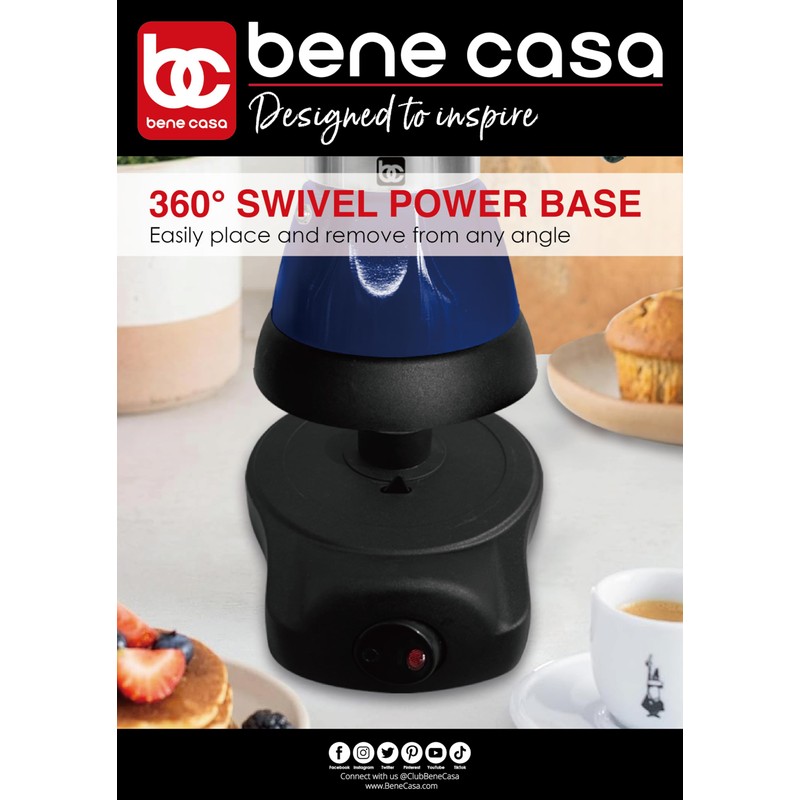 Bene Casa Blue Portable Electric Espresso Maker/Cafetera, 1-3 Cups/Shots (1,