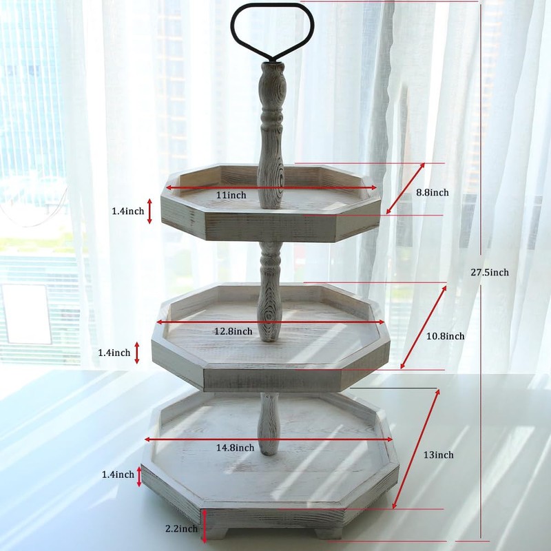 MRPAPA 3 Tiered Tray Stand - Large Farmhouse Kitchen Decor