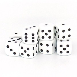 Big Cherry Dice, 50 x 12mm Round Corner Spot - White