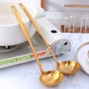 2 Pieces Gold Metal Soup Ladle Colander Set, Long Handle