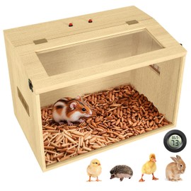 24" Hamster Cage, Top Opening Lockable Roof Door Gerbil Cage, Dwarf Hamster Cage with Hygrometer, Mice and Small Animal Habitat, Chewproof Syrian Hamster Enclosure, (Wooden, 24" L x 16" W x 16" H)