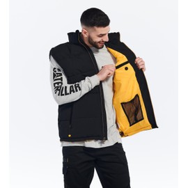 Caterpillar Men's Arctic Zone Insulated Puffer Vest with Water Resistant Finish, Quilted Body, and Secure Pockets, Black, Small