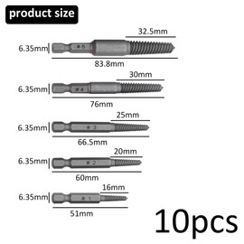 Oiieco 10 Pcs Screw Extractor Set, Damaged Screw Extractor Set,Broken Bolt Extractor and Screw Removal Tool,1/4 Inch Hex Shank, Quick Stripped Removal for Easy Use Bolt Extractor Set