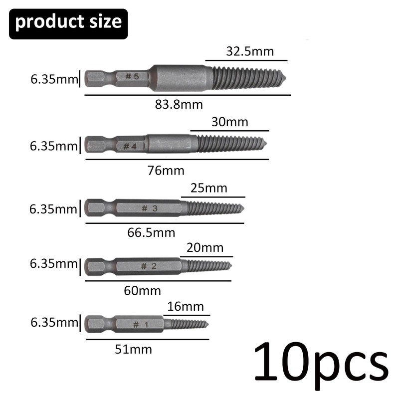 Oiieco 10 Pcs Screw Extractor Set, Damaged Screw Extractor Set,Broken