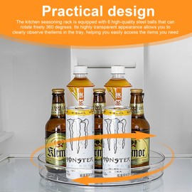 SHENGYIG Rotating Spice Rack, 2 Pieces 23.5 cm Fridge Turntable, 360° Rotating Acrylic Turntable Kitchen, Transparent Spice Rack for Spices, Cosmetics, Toiletries