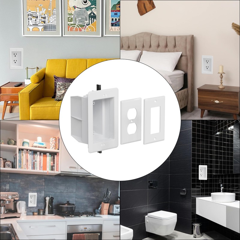 Recessed Outlet/Electrical Box Single Gang, Recessed Outlet Box for Wall