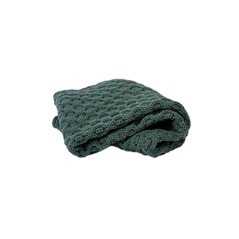 Merino Wool Honeycomb Irish Snood Scarf, Connemara Green, Size One