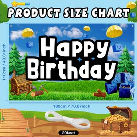 HunnmingRe Happy Birthday Game Party Backdrop Video Game Party Supplies Game Birthday Party Backdrop Banner Photography Background Birthday Party Decorations Photo Props(5.9 x 3.6 ft)