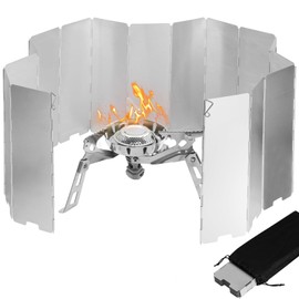 Adiwo Windscreens for Camping, Pack of 16 Wind Protection for Gas Cookers, Foldable Aluminium Wind Protection, Camping Gas Stove Wind Protection Cookware Equipment Camping Stove Windscreen