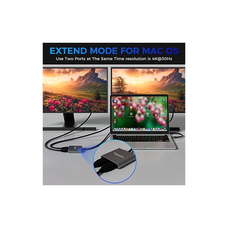 Adaptador USB C 4K a HDMI doble, compatible con 4K60Hz,