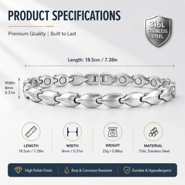 Magnetic Bracelets for Women, Stainless Steel Leaf Links, Fashion Design