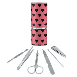 Hearts and Eyelashes Love Valentine's Day Romantic Stainless Steel Manicure Pedicure Grooming Beauty Care Travel Kit