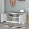 ECACAD Wood Shoe Storage Bench with Cushion Seat, 2 Doors
