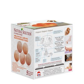 Himalayan Glow Pink Salt Lamp with 5 Stone Massage Balls, Night Light, Wooden Base | 6-8 Lbs