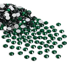 Jollin Glue Fix Crystal Flatback Rhinestones Glass Diamantes Gems for Nail Art Crafts Decorations Clothes Shoes(ss6 2880pcs, Dark Green)