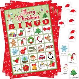 Moon Boat 40 Players Christmas Bingo Games Xmas Holiday Winter Party Supplies Favors