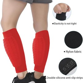 Roczential Shin Guards for Soccer, Lightweight Shin Pads for Kids Youth & Adult - Football Shin Defender Protective Gear, Comfortable Breathable Leg Guards. (1, Red, Large)