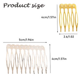 WiDream 42 Pieces Women's Hair Combs, Metal Hair Combs, Gold Veil Hair Combs, Insert Comb for Hair Silver for DIY Hair Accessories for Women Girls