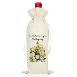 Congratulations on Your Wedding Day Champagne Reusable Wine Bag
