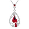 Cardinal Necklace for Women 925 Sterling Silver Red Cardinal Pendant