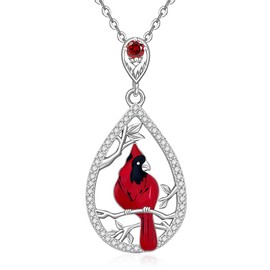 Cardinal Necklace for Women 925 Sterling Silver Red Cardinal Pendant Necklace for Memorial Cardinal Appears When Angels Are Near Gifts for Loved Ones