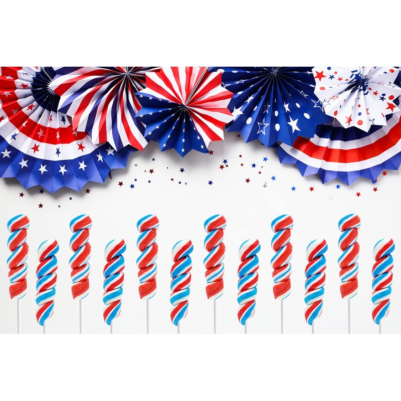 Fruidles Patriotic Twist Lollipop, USA Red, Blue, & White Mixed