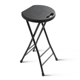24-Inch Folding Stool with Handle, Folding Bar Stool with Non-Slip Feet,Folding Chair,Indoor and Outdoor Foldable Stool for Adults,550 lbs Capacity,Kitchen,Game Room(13"×11.5"×24") - Color: BLACK   SET OF 1