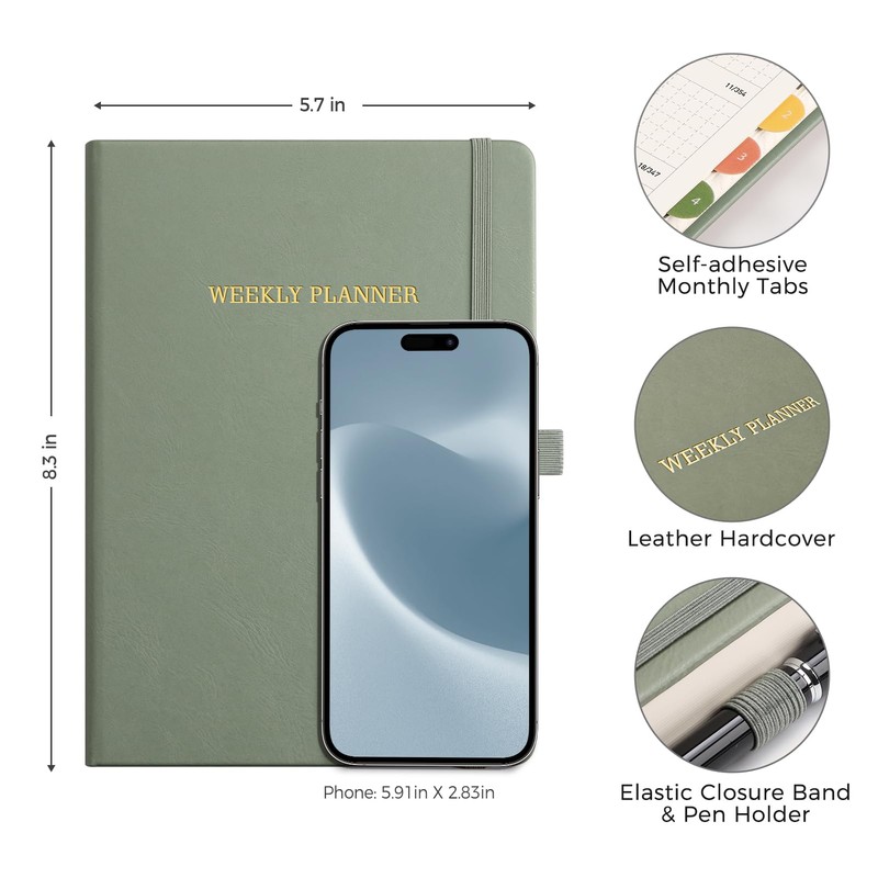 Undated Appointment Book, 52 Weekly & 12 Monthly Planner, A5