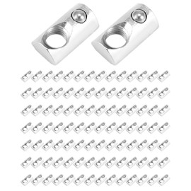 QWORK® Pack of 100 T-Slot Nuts with Ball Slot 8 M8 for Aluminium Profile 3030 Galvanised Carbon Steel