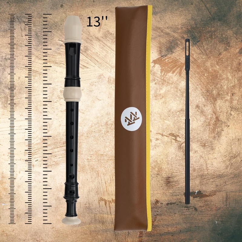 ZAZA- Quality Soprano Recorder with Zipper Bag, Cleaning Rod, and
