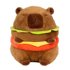 Hamburger Capybara Plush, Kawaii Hamburger Capybara Stuffed Aniamls Toys Soft Plushie Dolls Capybara Plush Pillow Birthday for Kids Boys Girls (Hamburger Capybara,12in)