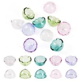 Craftdady 10 Pieces Glass Flower Cones Wind Chimes Beads End Caps Bead Caps 21mm for DIY Wind Chimes Hanging Ornaments Jewelry Making