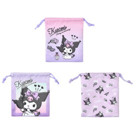 Saronge 884839 Kuromi Drawstring Bag 3P Sanrio Entrance School Entrance