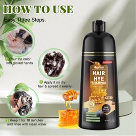 Hair Dye Shampoo 3 in 1 for Women & Men 100% Gray Hair Coverage - Herbal Ingredients Natural Plant Hair Color - Hair Dye in Minutes 500ML （Dark Brown）