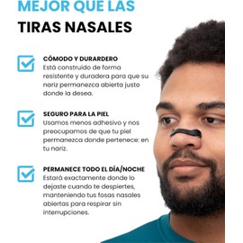 Tiras nasales magneticas para mejorar respiracion, tiras nasales antironquidos, tiras para hacer deporte, ciclismo, running deportivas con iman, anti ronquidos, set para 15 dias (Negro)