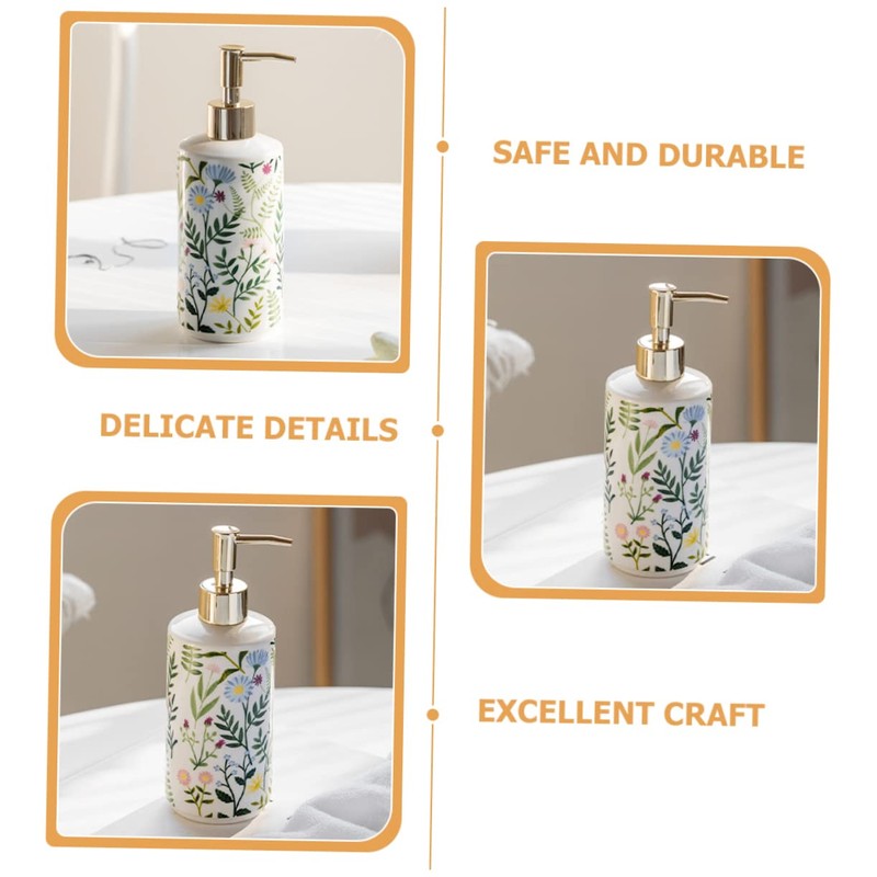 WOONEKY Ceramic Lotion Dispenser with Pump Elegant Refillable Soap Pump