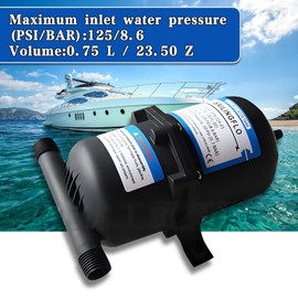 Yesinaly 0.75L 125PSI Pre-Pressurized Accumulator Tank - Internal Bladder for Water Pump Flow Control, Reduces Cycling, Waterproof, for RV, Marine, Boat & Off-Grid Systems