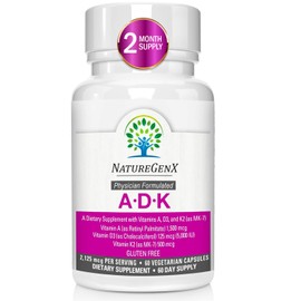 NatureGenX ADK Vitamin Supplement 5000 IU - High Potency Vitamins A, D3, and K2 for Bone Health and Calcium Absorption | Gluten-Free Vitamin ADK Supplement, 60 Day Supply, 60 Capsules