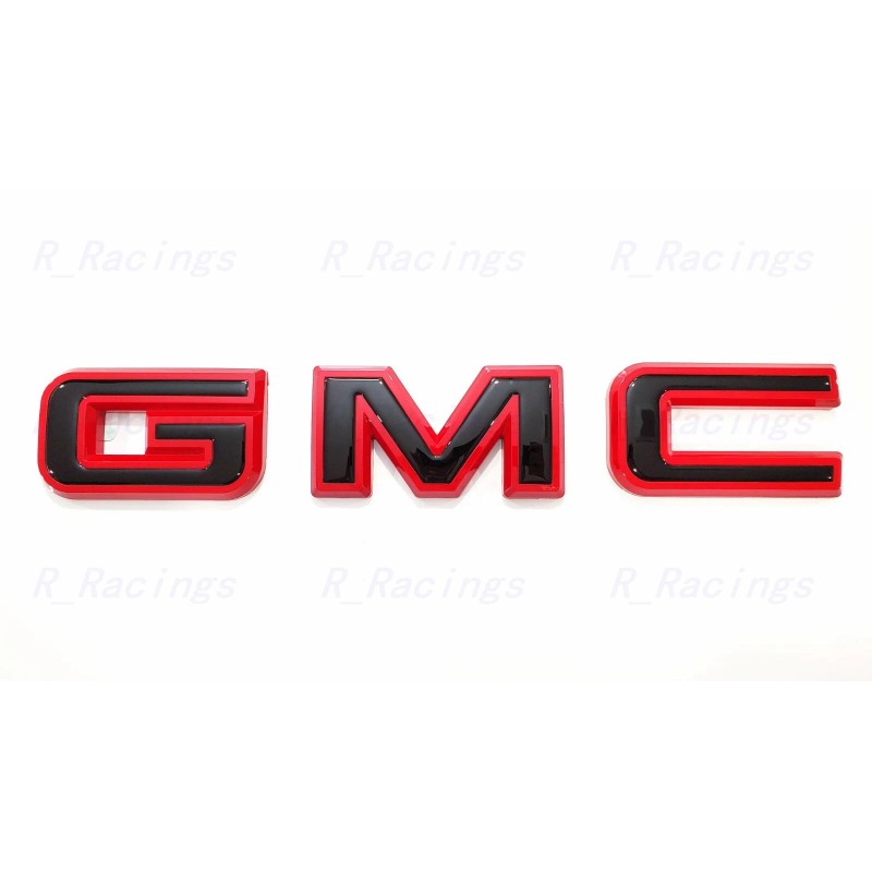 Auto Front & Rear GMC Gloss Red Black OVERLAY Emblem
